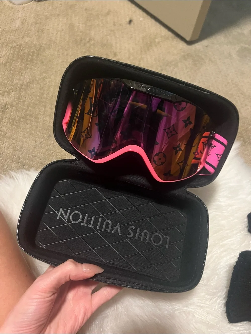 Louis Vuitton Pink and Gold Monogram Ski Goggles